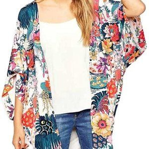 Sunward Flower Chiffon Shawl Kimono Cardigan